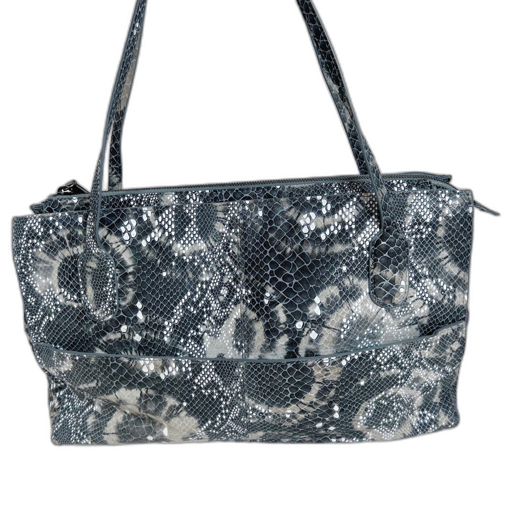 Hobo the Original Grey Snakeprint Leather Shoulder Bag Snakeskin Pure